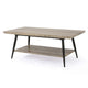 Coffee Table, 43" Top, Sleek Black Metal Legs, Taupe Gray Wood Finish