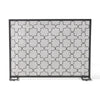 30x41 Fireplace Screen, Classic Clover Trellis Pattern, Black Iron