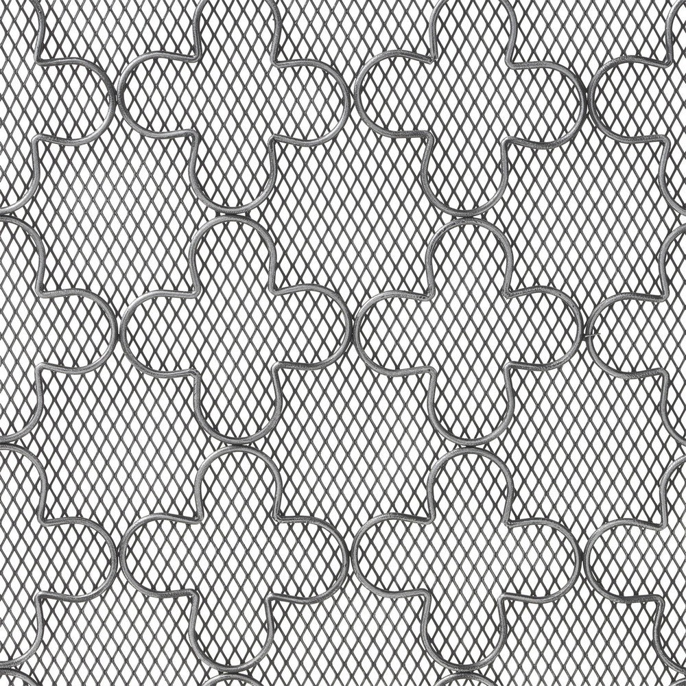30x41 Fireplace Screen, Classic Clover Trellis Pattern, Black Iron