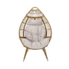 Outdoor Accent Chair Teardrop Cocoon w Beige Pillow Brown PE Rattan BM325088