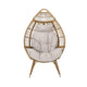 Outdoor Accent Chair Teardrop Cocoon w Beige Pillow Brown PE Rattan BM325088