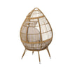 Outdoor Accent Chair Teardrop Cocoon w Beige Pillow Brown PE Rattan BM325088