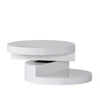 Coffee Table Open Lower Shelf Rotating 24’’ Modern Round White Top BM325089