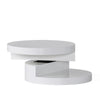Coffee Table, Open Lower Shelf, Rotating 24" Modern Round White Top