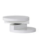 Coffee Table, Open Lower Shelf, Rotating 24" Modern Round White Top