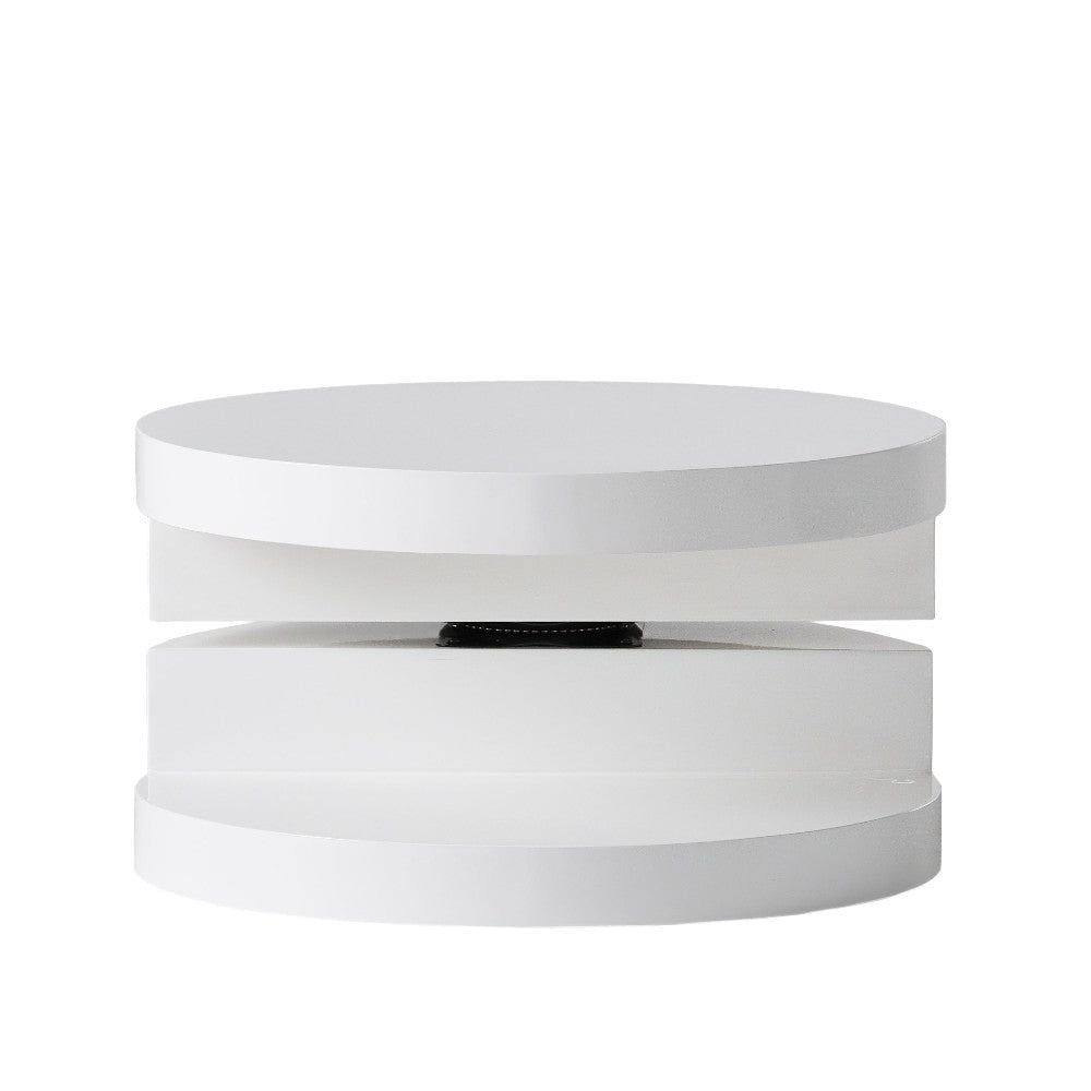 Coffee Table Open Lower Shelf Rotating 24’’ Modern Round White Top BM325089