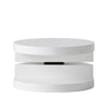 Coffee Table, Open Lower Shelf, Rotating 24" Modern Round White Top