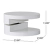 Coffee Table Open Lower Shelf Rotating 24’’ Modern Round White Top BM325089