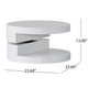 Coffee Table Open Lower Shelf Rotating 24’’ Modern Round White Top BM325089
