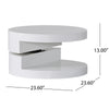 Coffee Table, Open Lower Shelf, Rotating 24" Modern Round White Top
