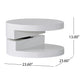 Coffee Table, Open Lower Shelf, Rotating 24" Modern Round White Top
