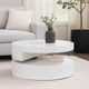 Coffee Table, Open Lower Shelf, Rotating 24" Modern Round White Top