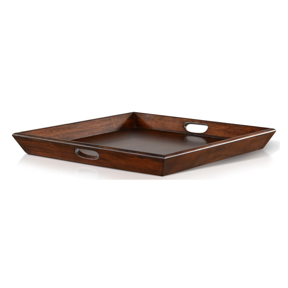 Odel Decorative Serving Tray 27x27 Square Dark Brown Mahogany Wood BM325137