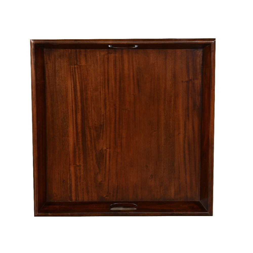 Odel Decorative Serving Tray 27x27 Square Dark Brown Mahogany Wood BM325137