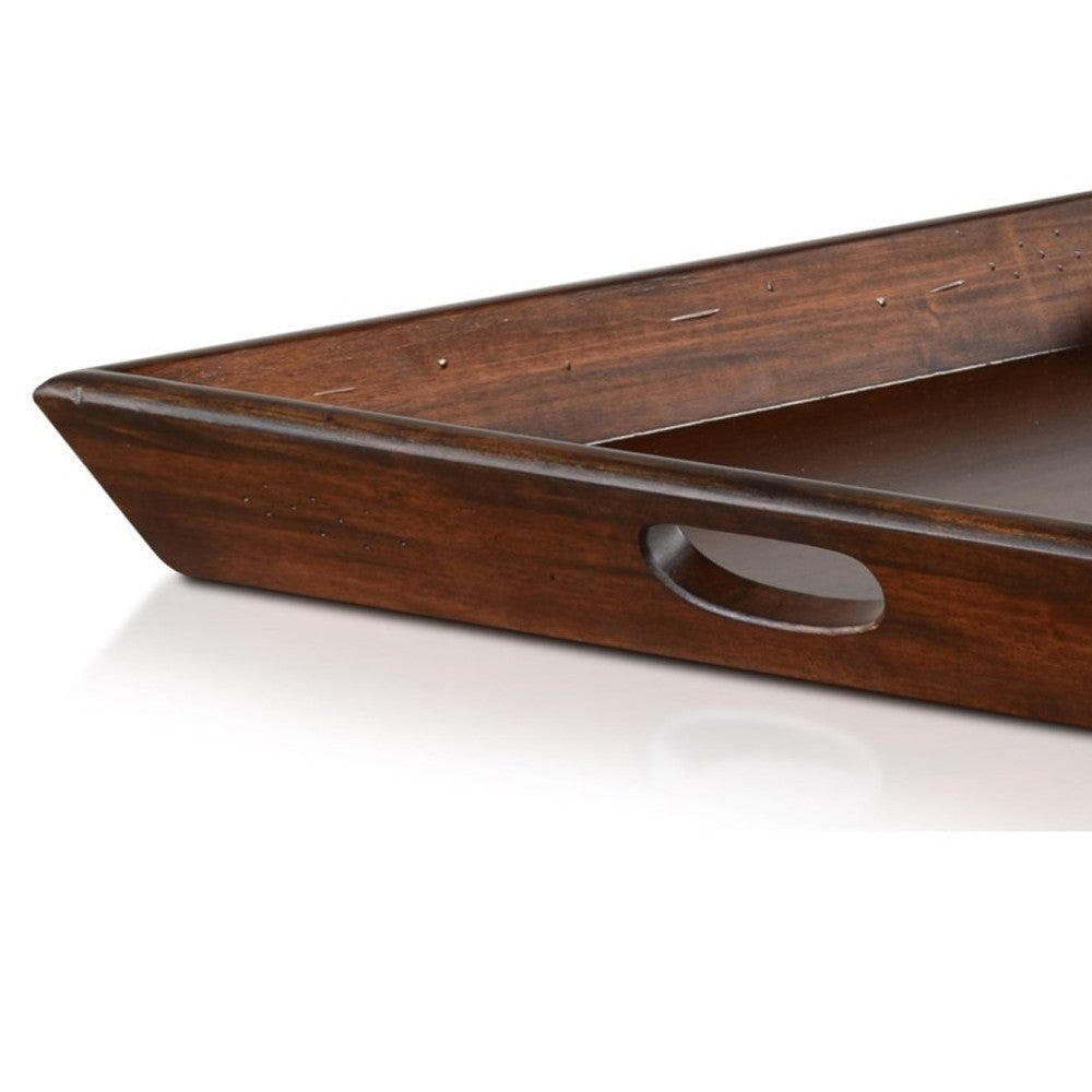 Odel Decorative Serving Tray 27x27 Square Dark Brown Mahogany Wood BM325137