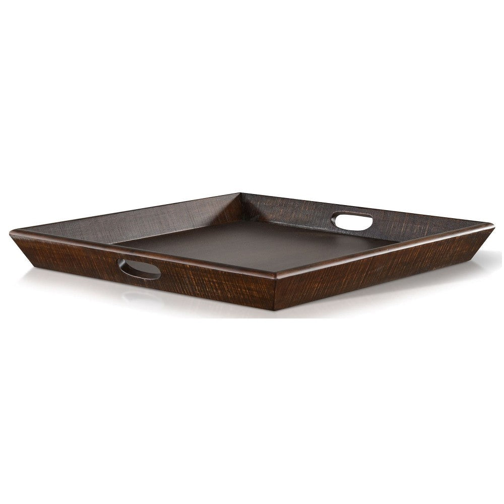 Flint Decorative Serving Tray 27x27 Square Dark Rustic Oak Brown BM325138
