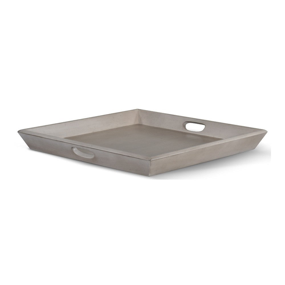 Eyna Decorative Serving Tray 27x27 Square Taupe Gray Mindi Wood BM325139