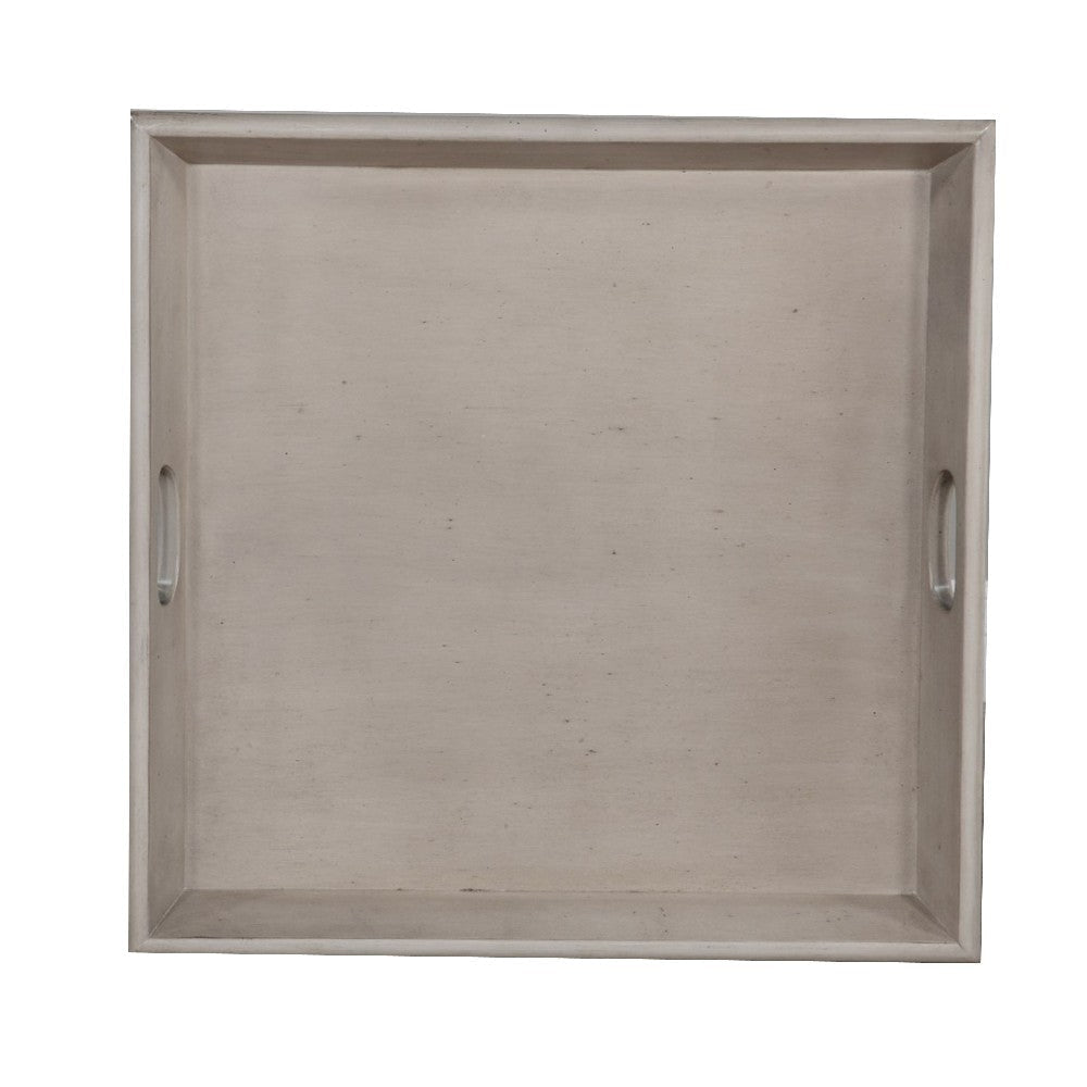 Eyna Decorative Serving Tray 27x27 Square Taupe Gray Mindi Wood BM325139