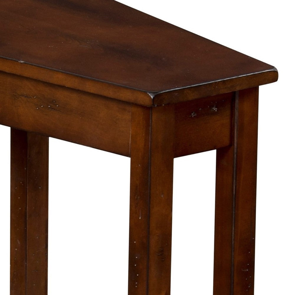 Odel Chairside Table with Shelf 24’’ Angled Dark Brown Mahogany Wood BM325140