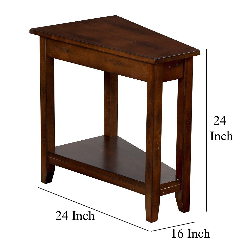 Odel Chairside Table with Shelf 24’’ Angled Dark Brown Mahogany Wood BM325140