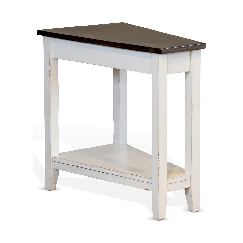 Orso Chairside Table Shelf 24’’ Angled Brown Top White Mahogany Wood BM325141
