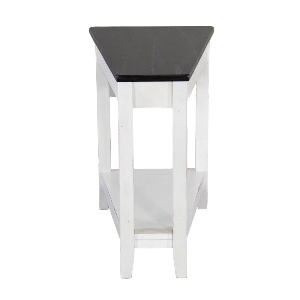 Orso Chairside Table Shelf 24’’ Angled Brown Top White Mahogany Wood BM325141
