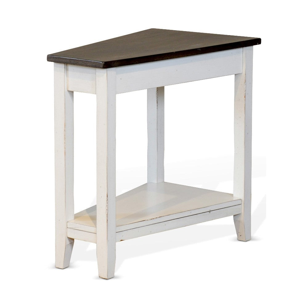 Orso Chairside Table Shelf 24’’ Angled Brown Top White Mahogany Wood BM325141