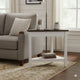 Orso Chairside Table, Shelf, 24" Angled Brown Top, White Mahogany Wood