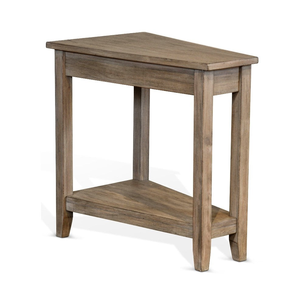 Chairside End Table with Shelf 24’’ Angled Light Brown Mahogany Wood BM325142