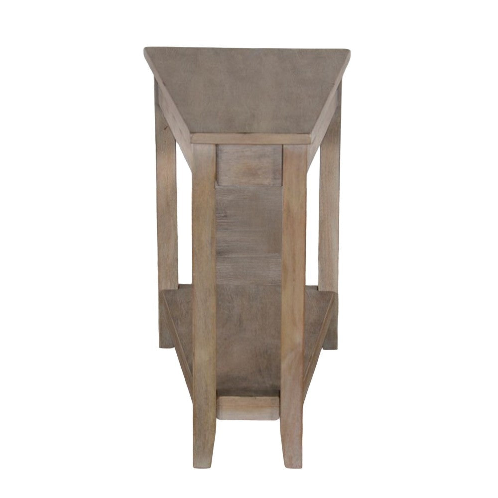 Chairside End Table with Shelf 24’’ Angled Light Brown Mahogany Wood BM325142