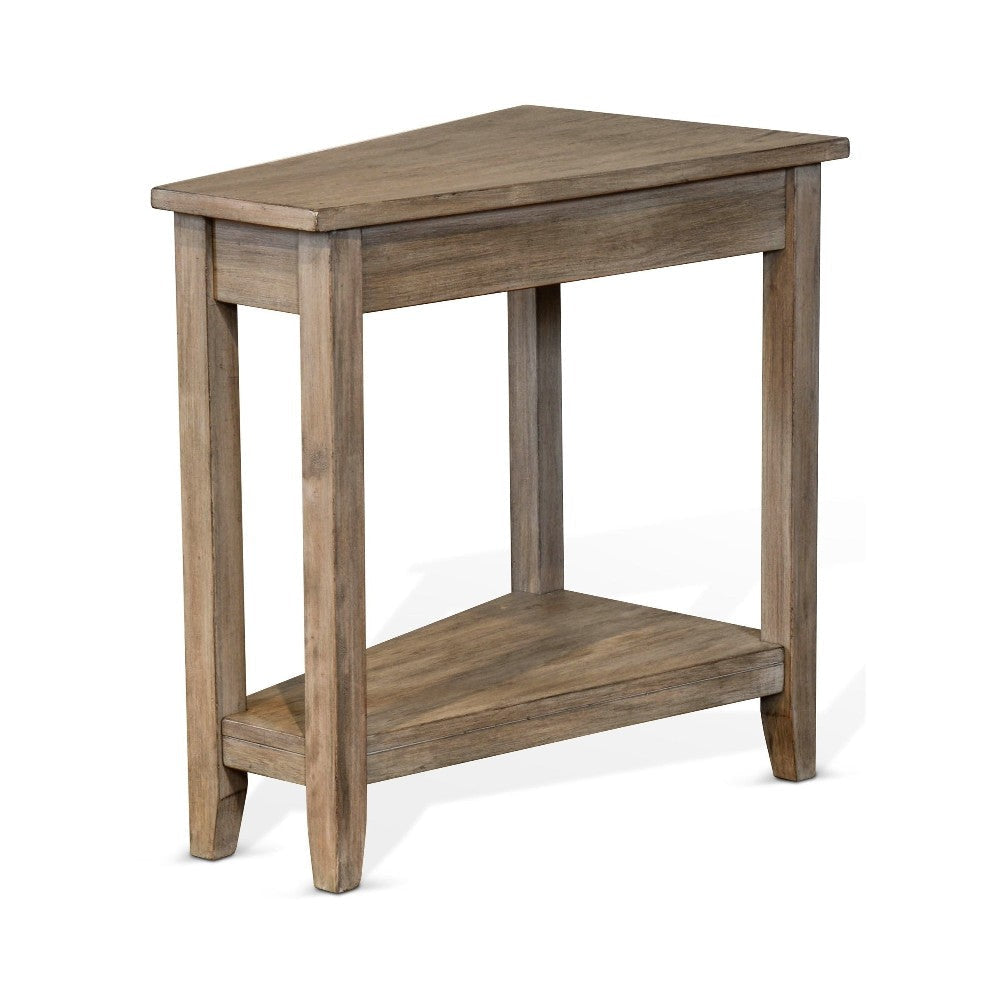 Chairside End Table with Shelf 24’’ Angled Light Brown Mahogany Wood BM325142