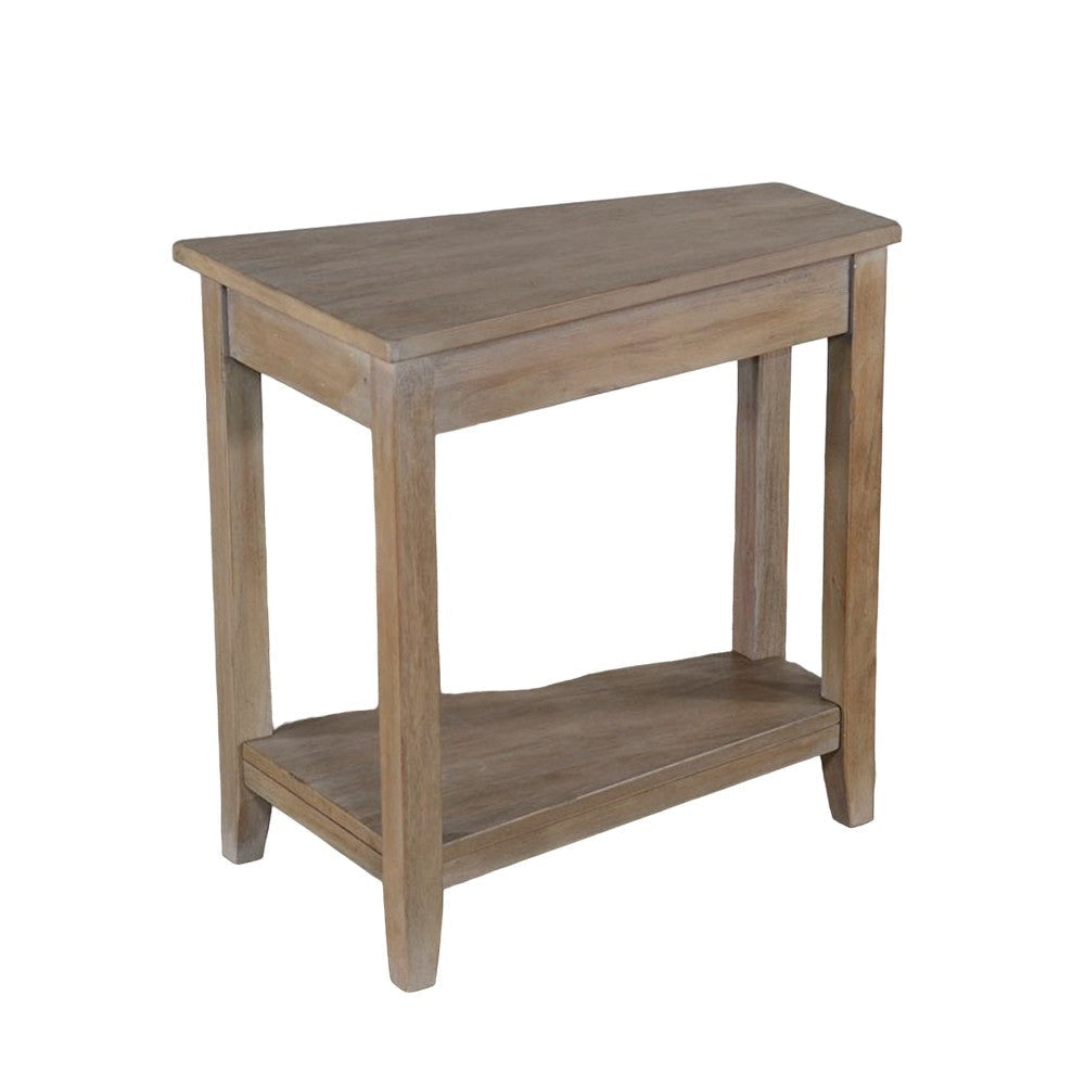 Chairside End Table with Shelf 24’’ Angled Light Brown Mahogany Wood BM325142