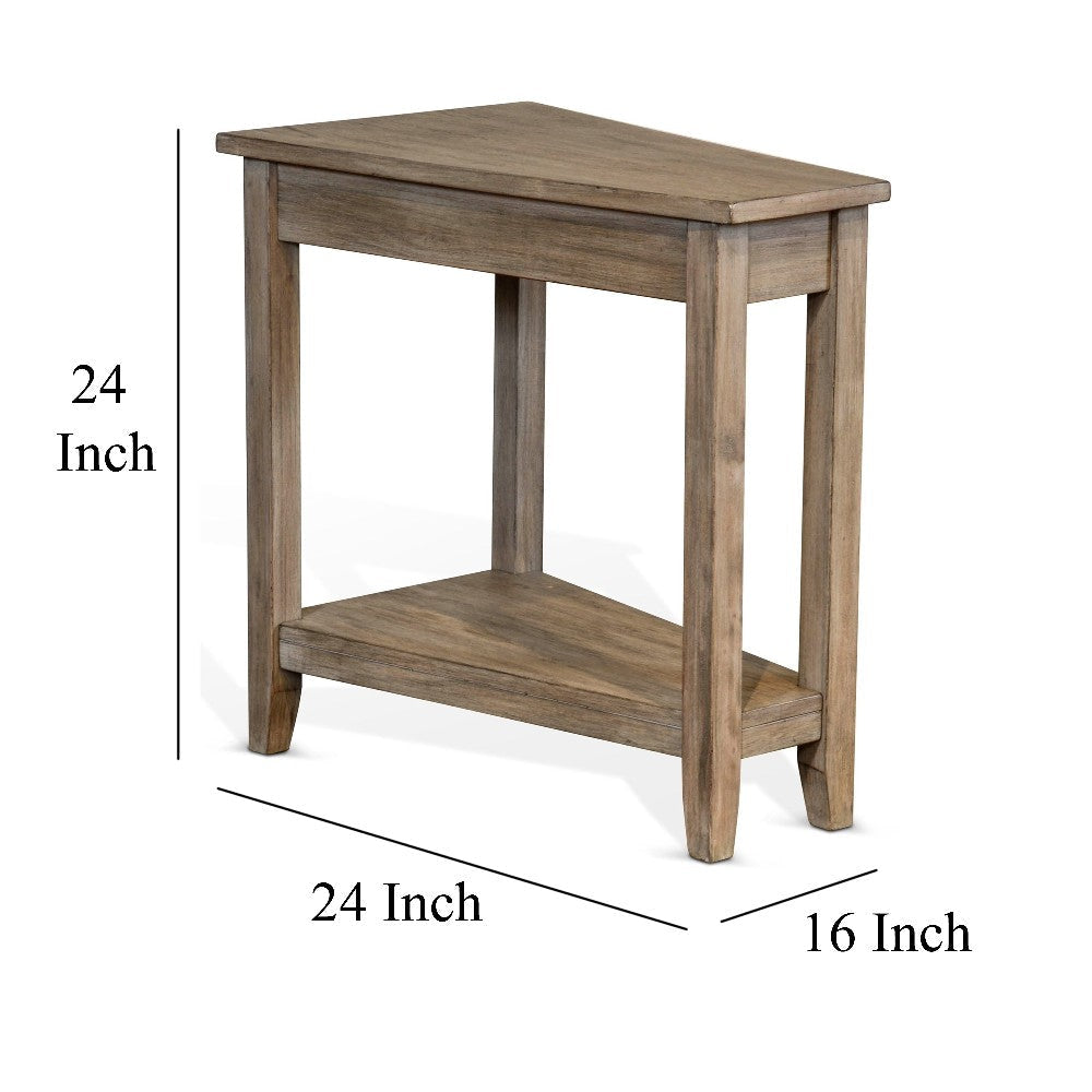 Chairside End Table with Shelf 24’’ Angled Light Brown Mahogany Wood BM325142