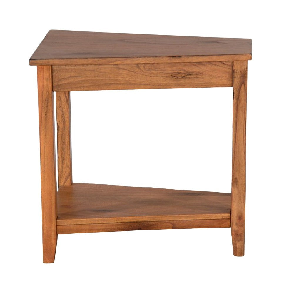 Marv Chairside Table 1 Shelf 24’’ Angled Oak Brown Mahogany Wood BM325143
