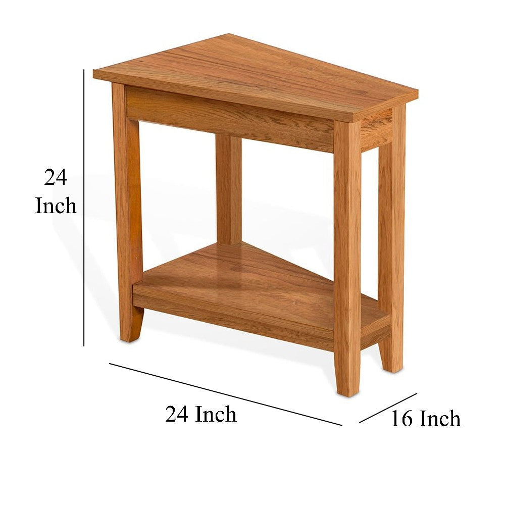 Marv Chairside Table 1 Shelf 24’’ Angled Oak Brown Mahogany Wood BM325143