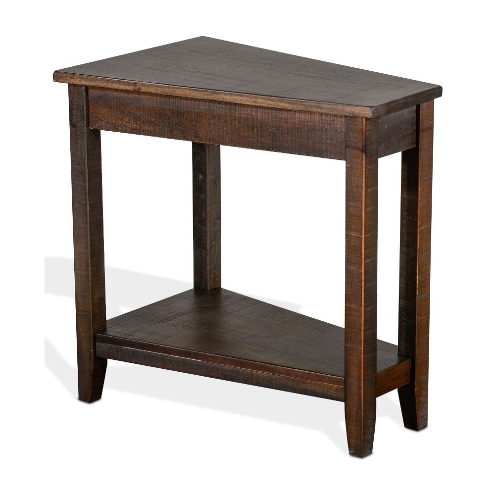Flint Chairside Table with Shelf 24’’ Angled Dark Brown Mahogany Wood BM325144