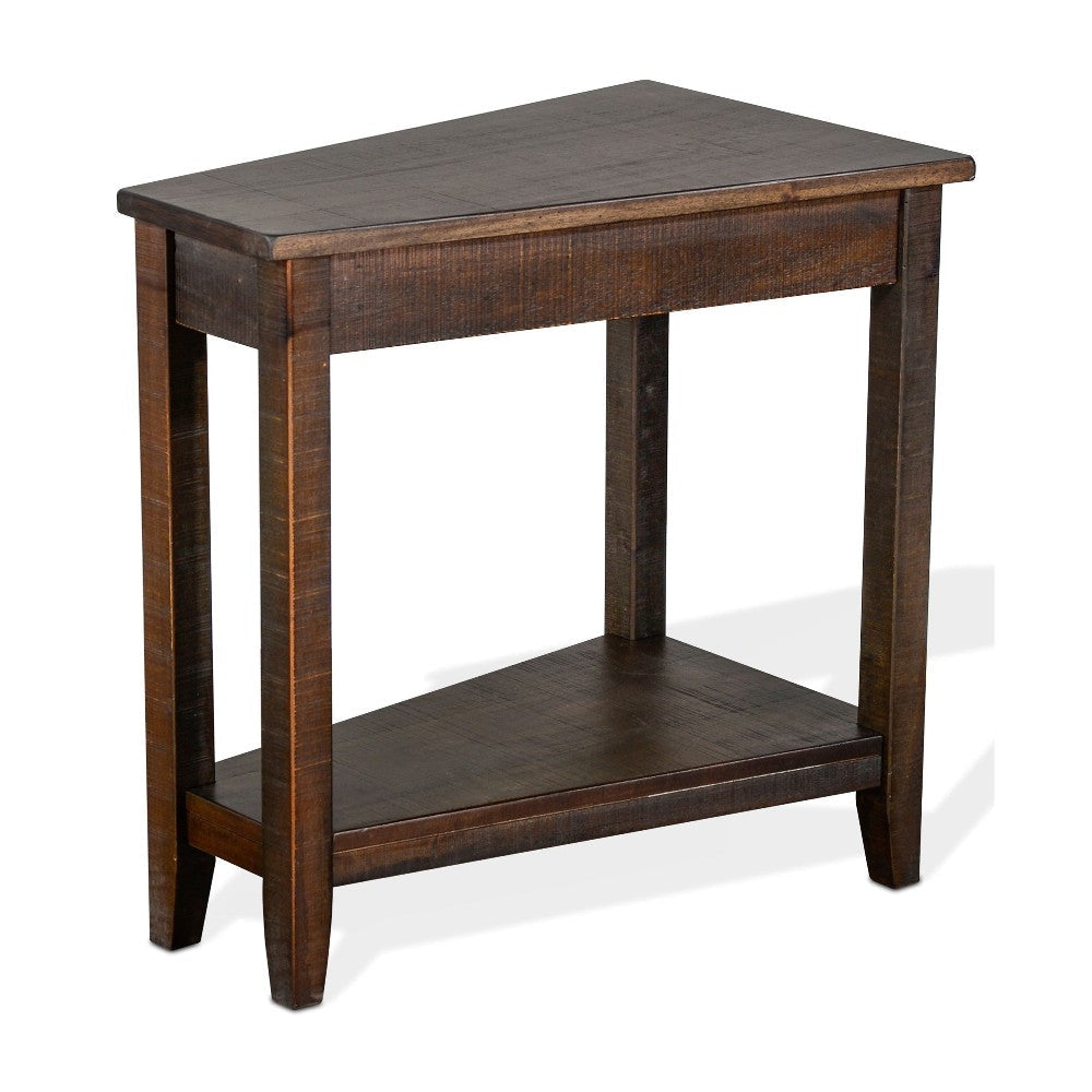 Flint Chairside Table with Shelf 24’’ Angled Dark Brown Mahogany Wood BM325144