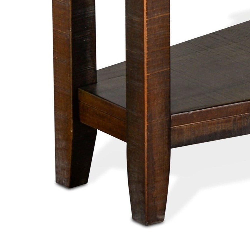 Flint Chairside Table with Shelf 24’’ Angled Dark Brown Mahogany Wood BM325144
