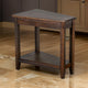 Flint Chairside Table with Shelf, 24" Angled Dark Brown Mahogany Wood