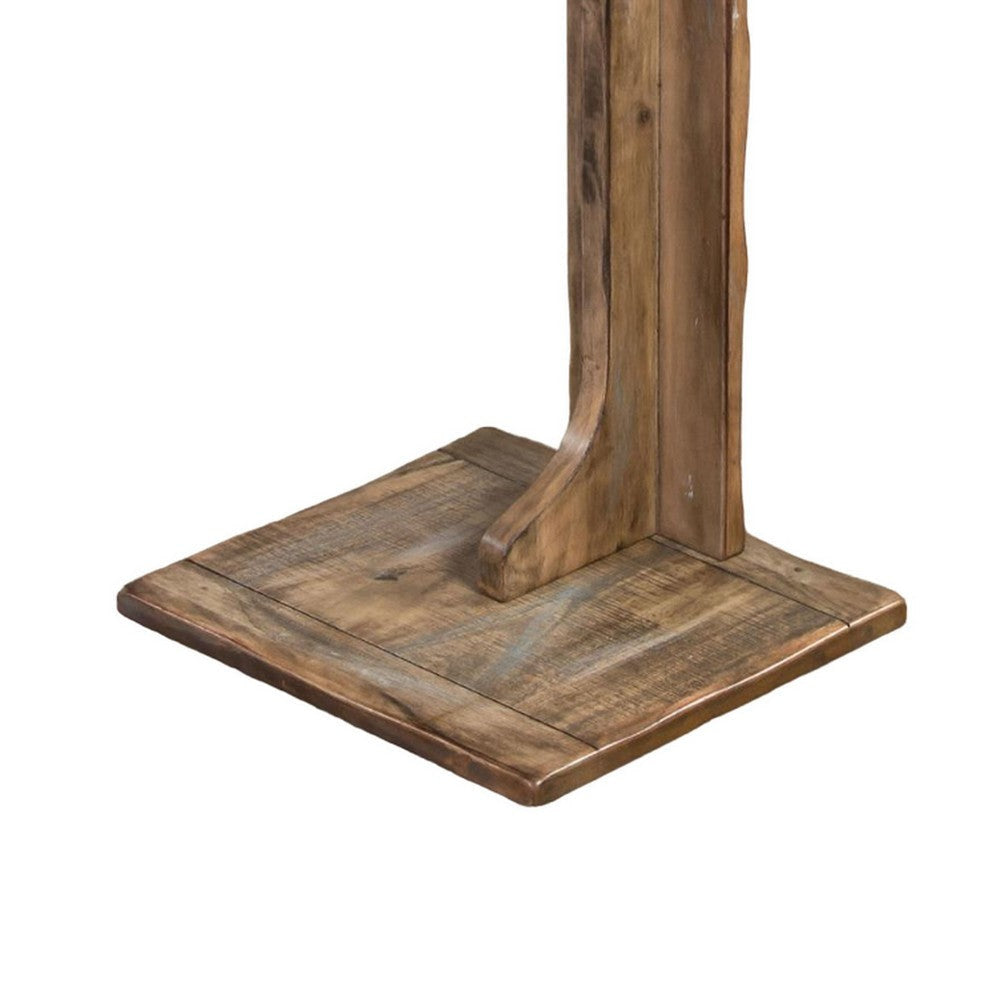 Dazy Sofa Side C Table 15x12.5 Rustic Light Brown Mahogany Wood BM325146