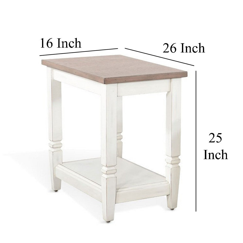 Dean Accent Side Table w Shelf 26’’ Rectangular Brown White Wood BM325149