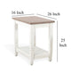 Dean Accent Side Table w Shelf 26’’ Rectangular Brown White Wood BM325149