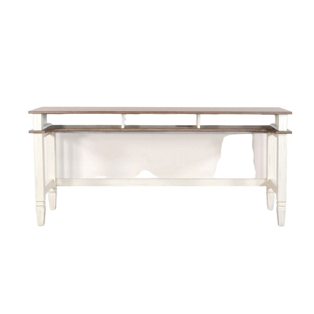 Dean Console Table USB and Cubbies 76’’ Rectangular Brown White Wood BM325150