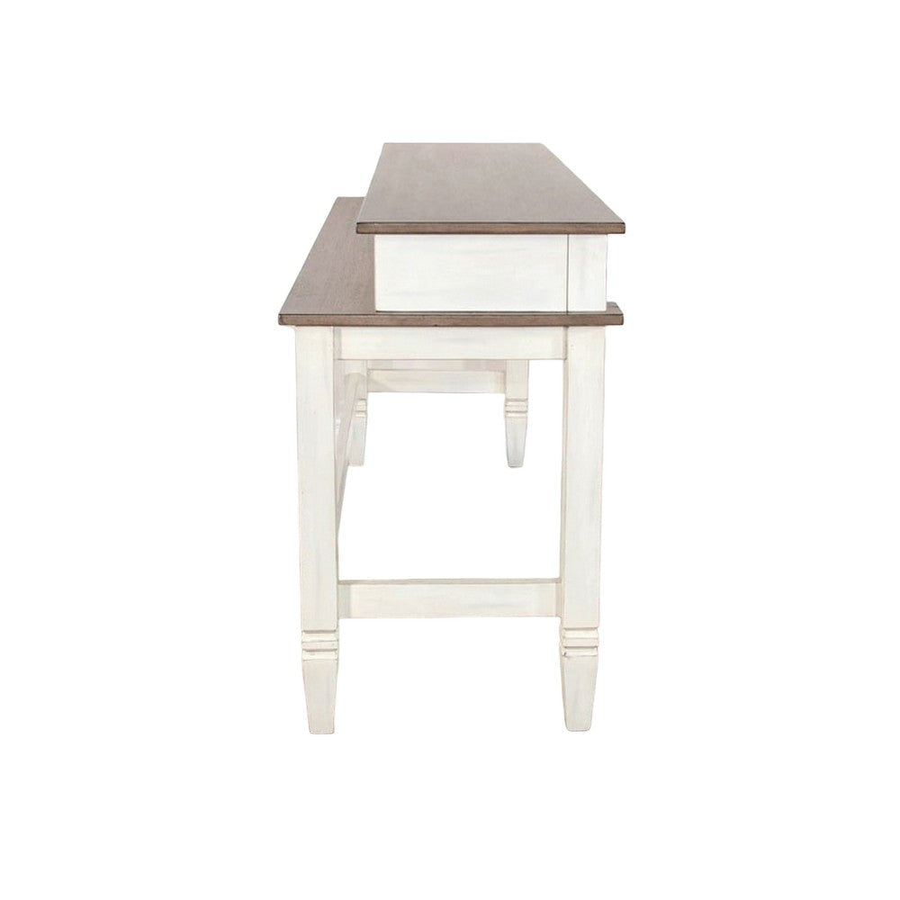 Dean Console Table USB and Cubbies 76’’ Rectangular Brown White Wood BM325150