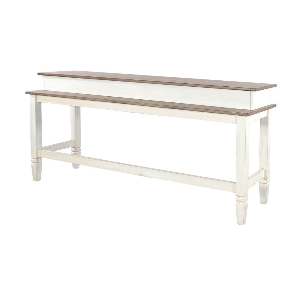 Dean Console Table USB and Cubbies 76’’ Rectangular Brown White Wood BM325150