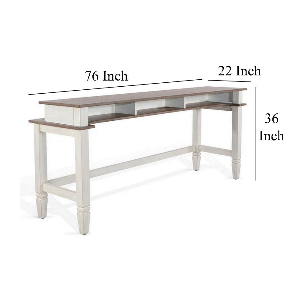 Dean Console Table USB and Cubbies 76’’ Rectangular Brown White Wood BM325150