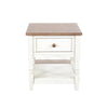 Dean Side End Table w Shelf Drawer 26’’ Rectangular Brown White Wood BM325151