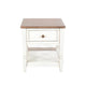 Dean Side End Table w Shelf Drawer 26’’ Rectangular Brown White Wood BM325151