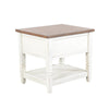 Dean Side End Table w Shelf Drawer 26’’ Rectangular Brown White Wood BM325151