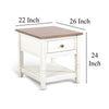 Dean Side End Table w Shelf Drawer 26’’ Rectangular Brown White Wood BM325151